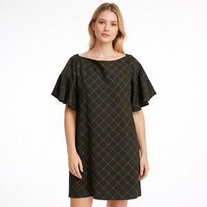 Chic Plaid Ruffle Sleeve Mini Dress